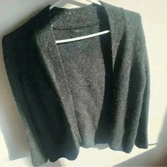 Zara Women’s Knit Grey Open Cardigan Cabincore Sweater Small 8 - Picture 7 of 7